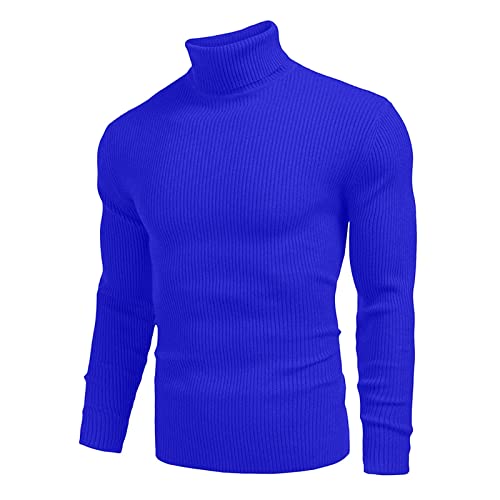 Rollkragenpullover Herren Warmer Winter Slim Fit Strickpullover Pulli Angenehmer Pullover Herren Langarm Herren Rollkragen-Pullover Herren Rolli Strickpullover (Blau, XXL) von Generic