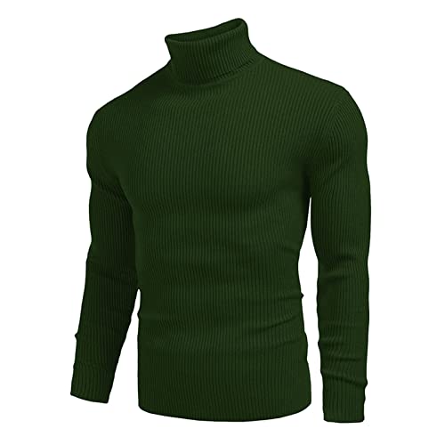 Rollkragenpullover Herren Warmer Winter Slim Fit Strickpullover Pulli Angenehmer Pullover Herren Langarm Herren Rollkragen-Pullover Herren Rolli Strickpullover (Grün, L) von Generic