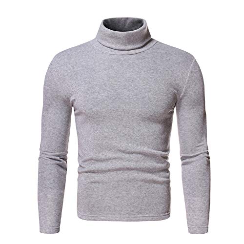Rollkragenshirt Herren Basic Stretchy Pullover Casual Mock Shirts Langarm Rolli Weiß von Generic
