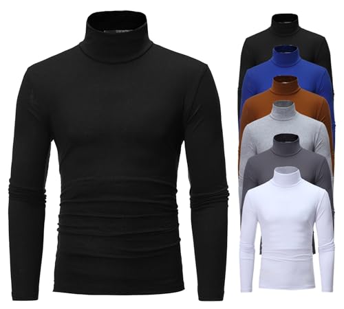 Rollkragenshirt Herren Rollkragenpullover Langarm Turtleneck Pullover Rollkragen Langarmshirt Winter Herbst Rollkragenpulli Slim Fit Basic T-Shirt Elastisch Unterziehrolli Männer Longsleeve Schwarz von Generic