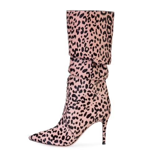 Rosa,38 EU,Kniehohe Stiefel für Damen, Spitze Zehenpartie, Stiletto-Absatz, breite Wade, zum Hineinschlüpfen, hohe Stiefel aus Wildleder mit Leopardenmuster, Bequeme Partykleid-Langstiefel Rosa,38 EU,Kniehohe Stiefel für Damen, Spitze Zehenpartie, Stiletto-Absatz, breite Wade, zum Hineinschlüpfen, hohe Stiefel aus Wildleder mit Leopardenmuster, Bequeme Partykleid-Langstiefel von Generic
