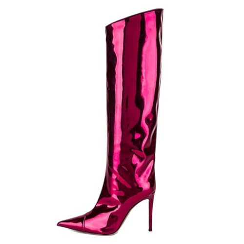 Rosa,39 EU,Damen-Stiefel mit spitzer Zehenpartie und Stiletto-Absatz, weites Wadenbein, kniehoch, für Nachtclubs, Laufstege und Bühnen, hohe Stiefel, modisch, bequem, High Heel-Abendschuhe Rosa,39 EU,Damen-Stiefel mit spitzer Zehenpartie und Stiletto-Absatz, weites Wadenbein, kniehoch, für Nachtclubs, Laufstege und Bühnen, hohe Stiefel, modisch, bequem, High Heel-Abendschuhe von Generic