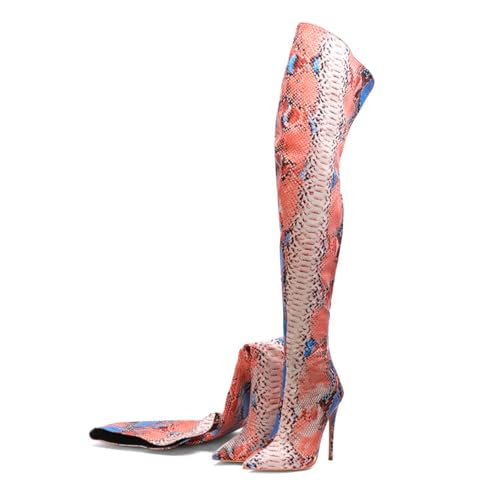 Rosa,45 EU,Overknee-Stiefel für Damen, Colorblock, Schlangenmuster, Overknee-Stiefel, Spitze Zehenpartie, Stiletto-Absatz, Reißverschluss hinten, hohe Stiefel, Abendschuhe Rosa,45 EU,Overknee-Stiefel für Damen, Colorblock, Schlangenmuster, Overknee-Stiefel, Spitze Zehenpartie, Stiletto-Absatz, Reißverschluss hinten, hohe Stiefel, Abendschuhe von Generic
