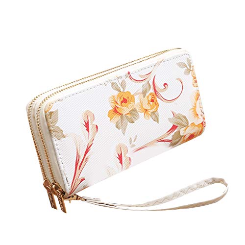 Rose Mode Card Long Trend massiv s Tasche Muster Geldbörse für Frauen farbige Geldbörse Geldbörsen Umhängen (E, One Size) von Generic