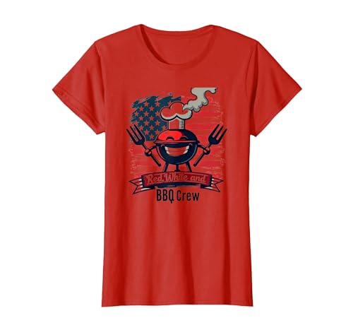 Rot, Weiß und Grill-Crew T-Shirt, Damen, Rot, M von Generic