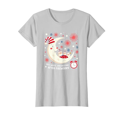 Rot, Weiß und Schlafenszeit nach dem Feuerwerk T-Shirt, Damen, Silber, S Rot, Weiß und Schlafenszeit nach dem Feuerwerk T-Shirt, Damen, Silber, S von Generic