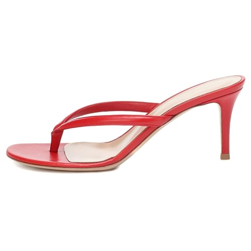 Rot,36 EU,Damen Kitten Heels Flip-Flops Offene Zehenpartie Stilettoabsatz Slip-On Slingback Pantoletten Modische Partykleid Sandalen mit Zehentrenner Rot,36 EU,Damen Kitten Heels Flip-Flops Offene Zehenpartie Stilettoabsatz Slip-On Slingback Pantoletten Modische Partykleid Sandalen mit Zehentrenner von Generic