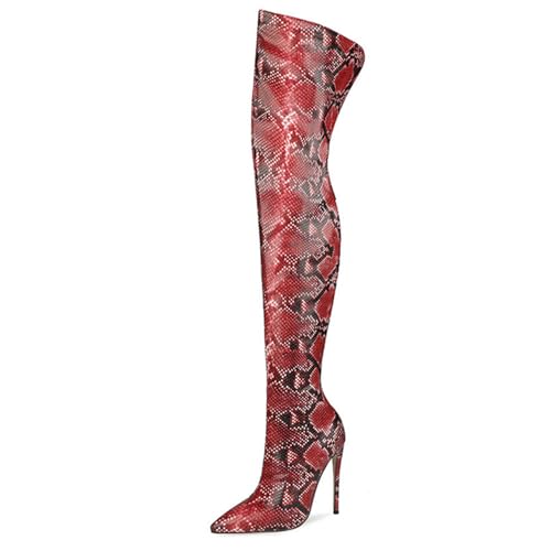Rot,39 EU,Overknee-Stiefel für Damen mit spitzer Zehenpartie, hohem Stiletto-Absatz, Reißverschluss hinten, bequem, hohe Stiefel für Herbst und Winter, Abendschuhe Rot,39 EU,Overknee-Stiefel für Damen mit spitzer Zehenpartie, hohem Stiletto-Absatz, Reißverschluss hinten, bequem, hohe Stiefel für Herbst und Winter, Abendschuhe von Generic