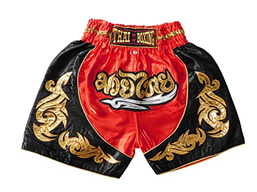 Rot Sportliche Junior Short für Muay Thai Boxen - Ideale Kickboxen Hose für Jungen und Mädchen (Kinder)- Perfekt für Gym, Sport und Fitness (as3, Age, 10_Years, 12_Years, Regular) von Generic