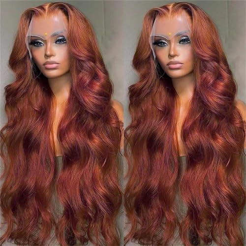 Rotbraune Körperwellen-Spitze-Front-Echthaar-Perücke, 76,2 Cm, Transparent, 13 X 6 HD-Spitze-Frontal-Perücken Für Frauen Rotbraune Körperwellen-Spitze-Front-Echthaar-Perücke, 76,2 Cm, Transparent, 13 X 6 HD-Spitze-Frontal-Perücken Für Frauen von Generic