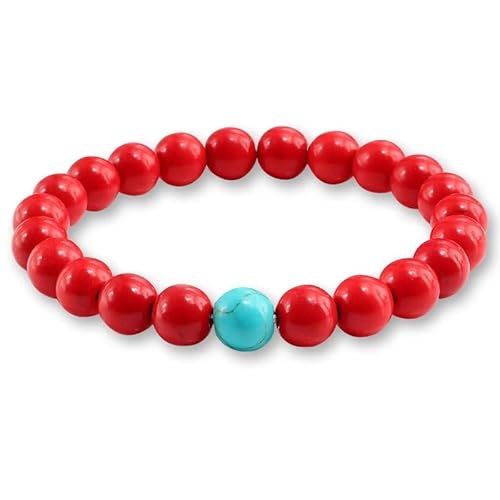 Roter Naturstein-Charme 8mm Männer Strang Armband Femme Runde Perlen Buddha Armbänder for Frauen Schmuck(Red blue) von Generic