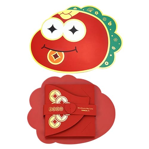 Roter Umschlag – Chinesische rote Umschläge, Geldbeutel mit Cartoon-Schlangenmuster | Kreative rote Päckchen, Glücksgeldumschläge mit mehreren Kartenfächern für Neujahr, Frühlingsfest, Hochzeit, Gebur von Generic