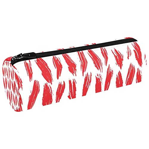 Rotes Garn Fadenmuster Abstrakt Leinwand Stift Federmäppchen Münzbörse Kosmetik Make-up Tasche für Student Schreibwaren Schule Büro Aufbewahrung, Multi#01, 20x6.3cm/7.9x2.5in, Federmäppchen von Generic