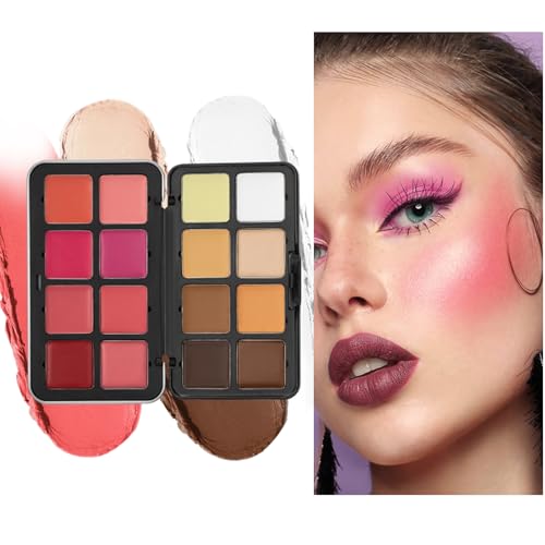 Rouge-Palette für Wangen, cremiger Lidschatten in 16 Farben mit Rouge-Effekt, wasserfeste Bräunungsbasis für Wangenknochen, Frauen, Mädchen, Party, Geschenk Rouge-Palette für Wangen, cremiger Lidschatten in 16 Farben mit Rouge-Effekt, wasserfeste Bräunungsbasis für Wangenknochen, Frauen, Mädchen, Party, Geschenk von Generic