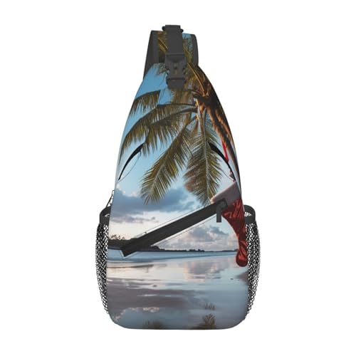 Rucksack Frohe Weihnachten Palme Multipurpose Sporttasche Anti-Diebstahl Sling Bag Für Einkaufen Laufen Herren 19X39Cm von Generic