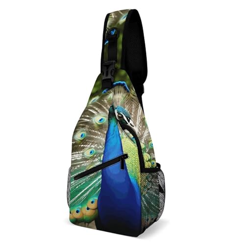 Rucksack Schöner Pfau Anti-Diebstahl Sling Rucksack Tragbare Taktisch Brusttasche Für Sportlich Reisen Herren 19X39Cm von Generic