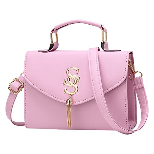 Rucksack Taschen Militär Crossbody-Geldbörsen für Frauen, lässige Crossbody-Tasche, verstellbarer Riemen, Umhängetasche mit Quastendekoration Plattenträger Taschen (Pink, One Size) von Generic