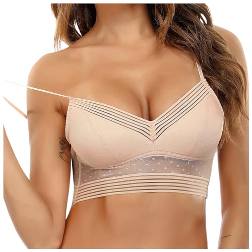 Rückenfrei BH Damen Ohne Bügel Rückenfreier Bralette mit V-Ausschnit Bustier Push Up Bra mit Niedrigem Rücken Invisible Unterwäsche mit Abnehmbaren Trägern BH Tiefer Rückenausschnitt von Generic