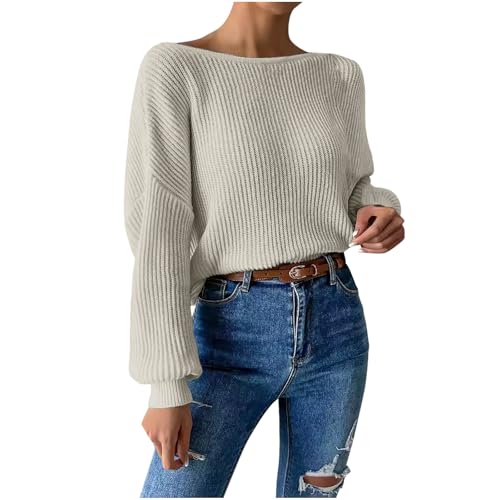 Rückenfreies Strickpullover Damen Baggy Passform Strickpulli personalisiert Twist Knot Gestrickter Pullover Autumn Winter Strick Blusentop Einfarbig Teenager Mädchen Pulli Bluse S-3XL Rückenfreies Strickpullover Damen Baggy Passform Strickpulli personalisiert Twist Knot Gestrickter Pullover Autumn Winter Strick Blusentop Einfarbig Teenager Mädchen Pulli Bluse S-3XL von Generic