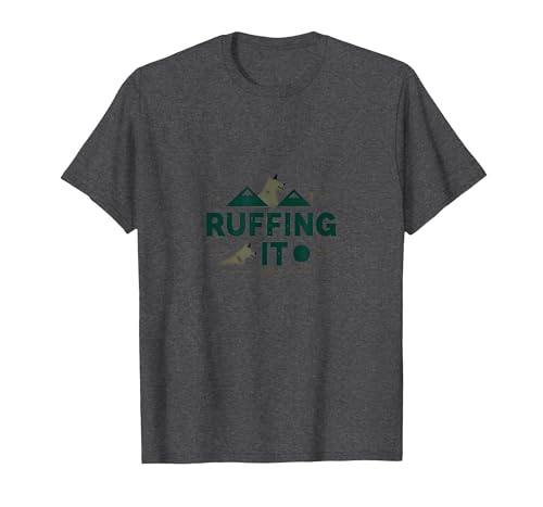 Ruffing It: Outdoor-Abenteuer Hundeliebhaber Mountain T-Shirt, Herren, Anthrazit Meliert, S von Generic
