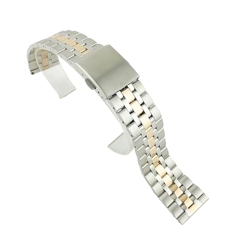 Run Ken 10mm 12mm 14mm 16mm 18mm 19mm 20mm 22mm Edelstahl Uhrenarmband Strap Faltschließe Kompatibel mit Männern Frauen Watch Ersatzarmband(Silver rose gold,12mm) von Generic