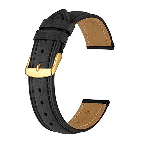 Run Ken 14 Mm - 24 Mm Uhrenarmband, Retro-Armband Aus Echtem Leder, Vintage-Ersatzarmband, Kompatibel Mit Herren Und Damen, Polierte Schnalle(Olive Flak_18mm) von Generic