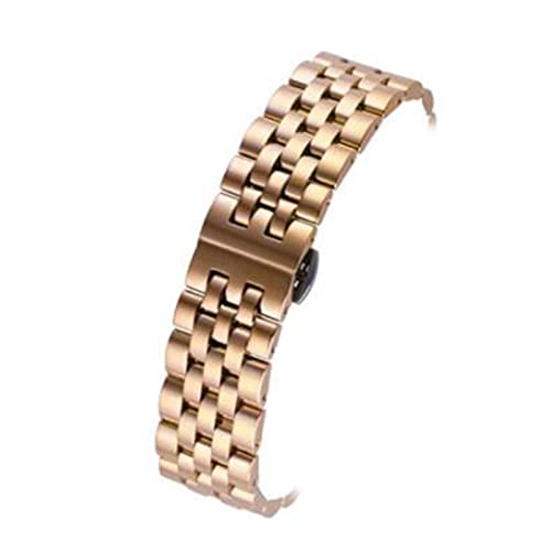 Run Ken 18mm 19mm 20mm 22mm 24mm Feste Edelstahl Armband Edelstahl Armbanduhren Armbanduhren Hohl gekrümmt Ende(Rose gold,22mm) von Generic