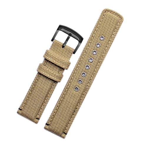 Run Ken 20 mm Canvas + Leder-Unterseite, schwarzes, armeegrünes, khakifarbenes Nylon-Uhrenarmband, kompatibel mit dem Herren-Armband AW5005 AW1365(Khaki-black clasp) von Generic