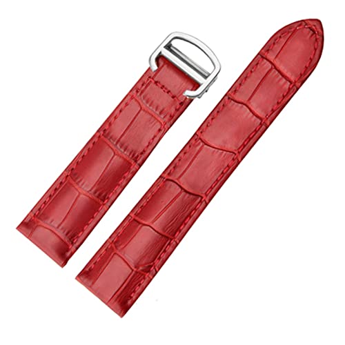 Run Ken Armband aus echtem Leder, 18/20/22 mm, kompatibel mit Herren/Damen, ersetzt Uhrenarmbänder, die mit Tank Solo kompatibel sind(Red Silver,22mm) von Generic