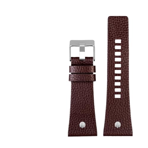 Run Ken Compatible With Dieselarmbands Männer Handgelenk Große Größe Watch-Bands P-Olice 2 6mm 28mm 30mm 32mm Zwart Brown Echtes CALF Hide Lederarmband(C brown silver,26mm) von Generic