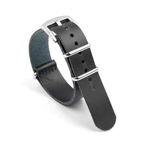 Run Ken Echtes Leder Uhrenarmband 18mm 20mm 22mm 24mm Uhrenarmband Burst Crack Herren Armband Armband Ersatz Uhrenzubehör(Dark blue,20mm) von Generic