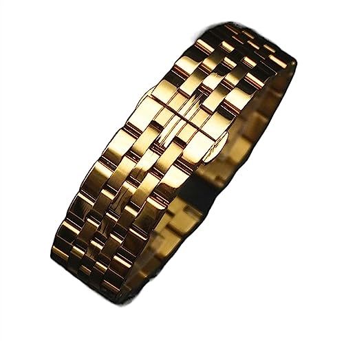 Run Ken Edelstahl Band Strap 14mm 16mm 18mm 19mm 20mm 21mm Schmetterling Schnalle Männer Frauen Ersatz Armbanduhr Zubehör(Rose gold,21mm) von Generic