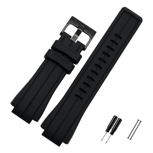 Run Ken Hohe Menge Gummiband, kompatibel mit Timex WatchT2N720 T2N721 TW2T76300. Schwarzer wasserdichter Silikon-Sportgurt 28 * 16mm(Black-black) von Generic