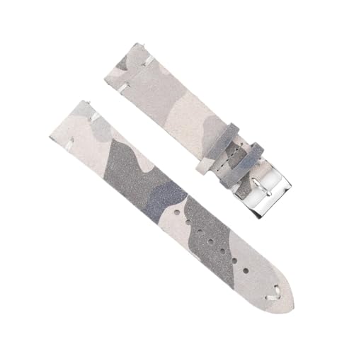 Run Ken Hohe qualität wildleder leder vintage uhr umgurte blaue armbands ersatzgurt for uhr zubehör 18mm 20mm 22mm 24mm(Camouflage White,24mm) von Generic
