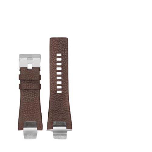 Run Ken Kompatibel mit demsel. DZ4246 DZ127. 3b armband 32 * 17mm einfach schwarz dunkelbraun echtes leder aus echtes leder stahlverschluss watchband gurt engagierte männer(B Dark brown silver) von Generic