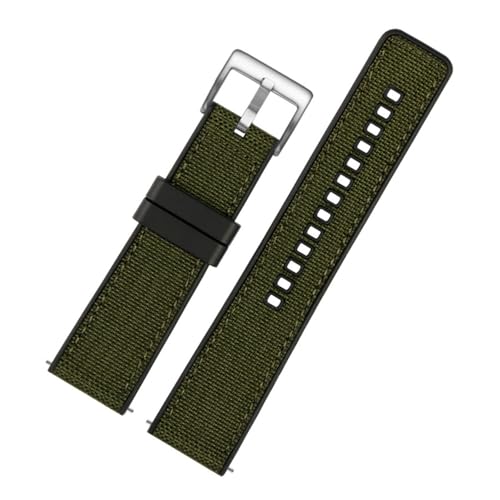 Run Ken Nylon Canvas Rubber Watch Strap Herren Silikon Bottom Wasserdicht Butterfly Buckle Wrist Band Armband Zubehör 20mm 22mm 24mm(Army Green 01,20mm) von Generic