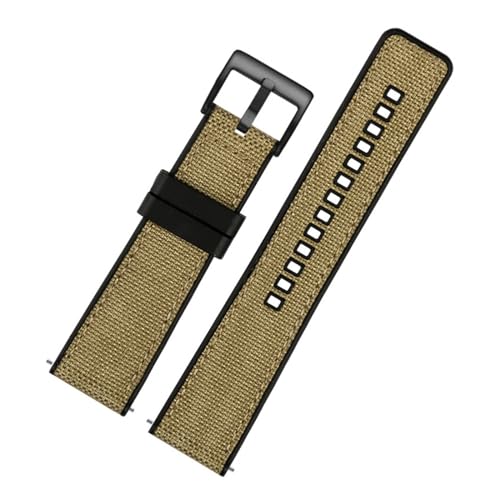 Run Ken Nylon Canvas Rubber Watch Strap Herren Silikon Bottom Wasserdicht Butterfly Buckle Wrist Band Armband Zubehör 20mm 22mm 24mm(Khaki 02,22mm) von Generic