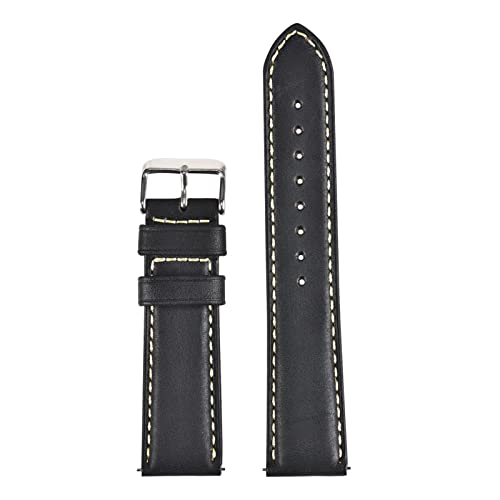 Run Ken Ölgegerbtes Leder 22mm 20mm 18mm Uhrenband Schnellspanner Uhr Bandband Braun Kompatibel mit Männern Frauen Kompatibel mit Fossil(Black grey-S,20mm) von Generic