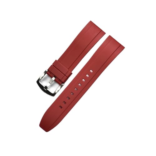 Run Ken Quick Release Watch Bands Premium Grad Silikon-Gummi-Uhr-Träger 20mm 22mm 24mm wasserdichte Passform for Männer Frauen Uhren Zubehör(Red silver,24mm) von Generic