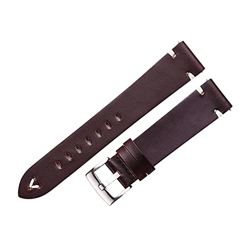 Run Ken Rindsleder Wickelbänder Armband 18mm 20mm 22mm Rot Braun Handgemachtes Öl Wachs Echtes Leder Armbands Schnell loszulassen for Zahnrad S3(Coffee brown-silver,22mm) von Generic