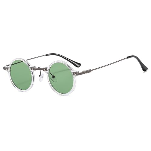 Runde Kleine Rahmen Herren Sonnenbrille Outdoor Urlaub Strand Frauen Dekorative Sonnenbrille(Clear) von Generic