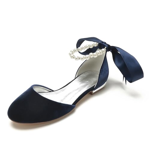 Runde Zehe Ballerina, Hochzeit Schuhe Damen Flach,Brautschuhe, Flache Damenschuhe 1.5Cm Comfort Flache Brautschuhe,Dark Blue,37 EU Runde Zehe Ballerina, Hochzeit Schuhe Damen Flach,Brautschuhe, Flache Damenschuhe 1.5Cm Comfort Flache Brautschuhe,Dark Blue,37 EU von Generic