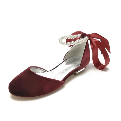 Runde Zehe Ballerina, Hochzeit Schuhe Damen Flach,Brautschuhe, Flache Damenschuhe 1.5Cm Comfort Flache Brautschuhe,Wine red,36 EU Runde Zehe Ballerina, Hochzeit Schuhe Damen Flach,Brautschuhe, Flache Damenschuhe 1.5Cm Comfort Flache Brautschuhe,Wine red,36 EU von Generic