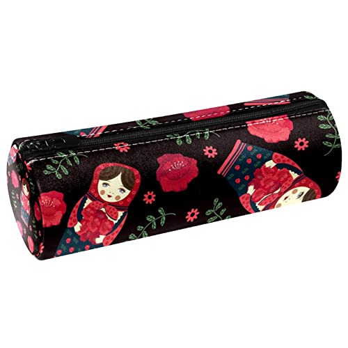 Russische Matroschka-Puppe, florales Lederfass, Federmäppchen, Münzgeldbörse, Kosmetiktasche für Studenten, Schreibwaren, Schule, Büro, Aufbewahrung von Generic