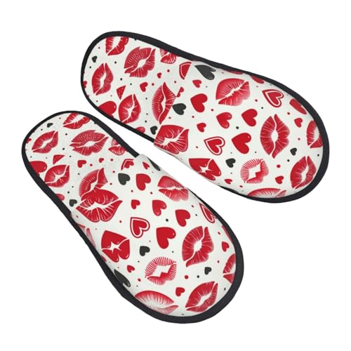Rutschfester Home Slippers Liebeslippen Romantisch Winterhausschuhe Bequeme Plüsch Puschen Für Zuhause, Gäste, Reisen L von Generic
