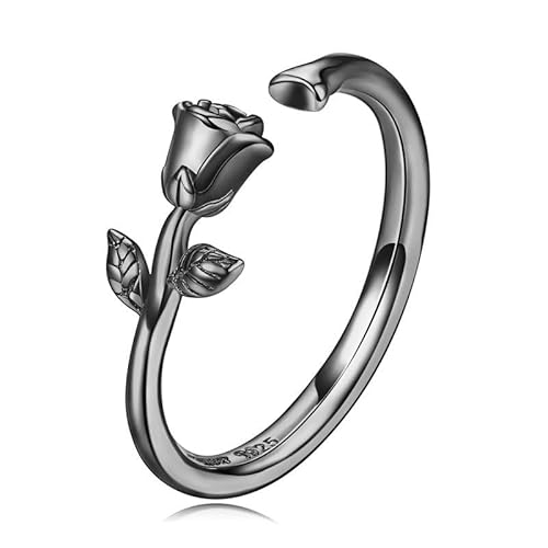S925 Reines Silber Vergoldet Einfache Rose Form Exquisite Einstellbare Öffnung Ring Schmuck von Generic