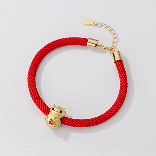 S925 Silber Einfache Goldene Kalbsleder Armband, Red String Hand Schmuck für Dame der Geburt Jahr s925 Silber Armband von Generic