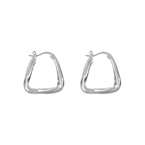 S925 Silber Nadel Ohr Schnalle Damen Simple Temperament Ohrstecker Chunky Medium Hoop Ohrringe, silber, Einheitsgröße von KPILP