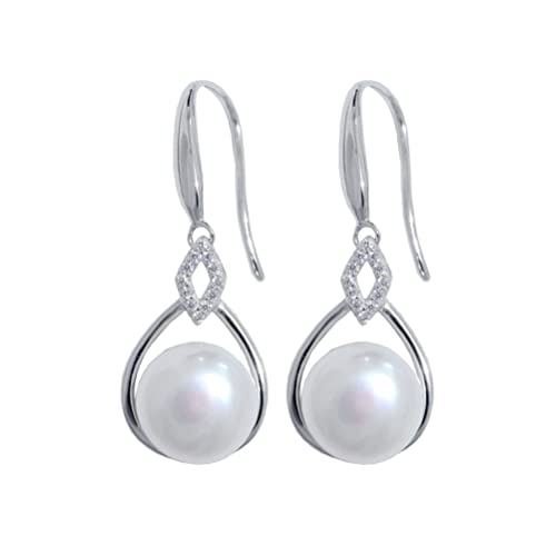 S925 Silber Natürliche Perle Ohrringe, Modische Geometrische Temperament Ohrringe von Generic