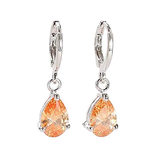 S925 Silber Ohrringe 1 Paar eingelegte Ohrringe weibliche baumelnde Perlen Tropfen Creolen Ohrringe, Orange-2, Einheitsgröße von Generic